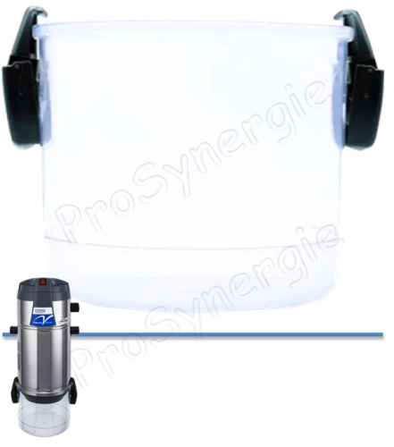 Pot à poussières transparent avec deux accroches crapaudines ØxH = 363x300 mm réservoir 18 litres Centrale Nova 1