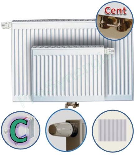 Radiateur Profilé Horizontal à Vanne intégrée à droite - Raccordement Central