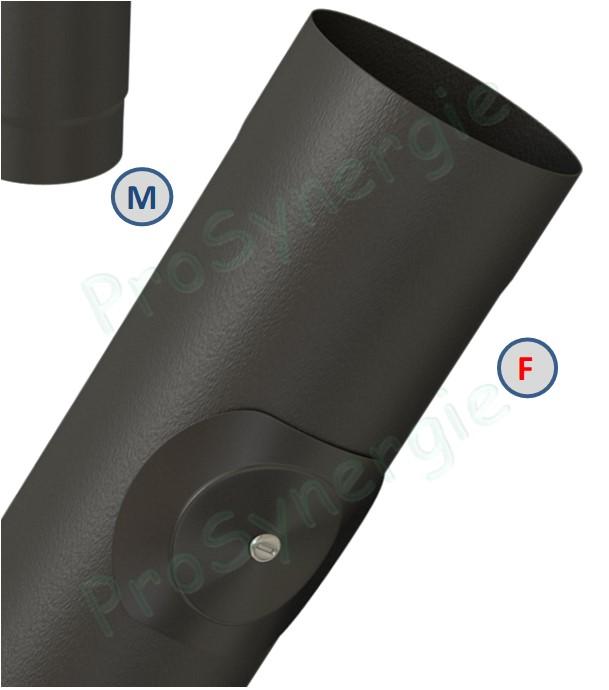 Tuyau de poêle (mâle rétreint) avec porte visite acier 1mm émaillé noir mat Ø 100 à 180mm longueur 1m et 50cm