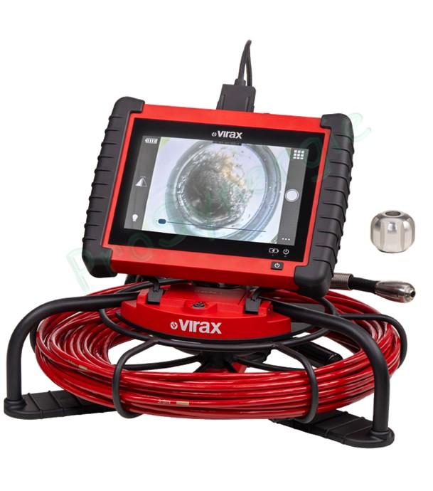 Caméra d'inspection des canalisations Mini VISIOVAL VX comprenant 1 tête de caméra HD 1080p rotative Ø 20mm, un câble de 22M gradué sur touret et 1 boule de guidage