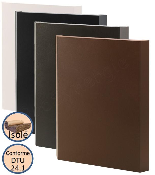Plaque murale de protection (arrière du poêle) laqué noir, brun, rouille ou blanc, largeur 860 mm - isolée en laine de roche avec lame d´air