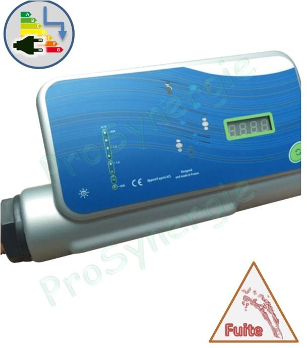 Anti-tartre électronique multifonctions - Comptage de débit et de volume deau - Détecteur de fuites -  1'' (26x34) livré avec réductions laiton 3/4''