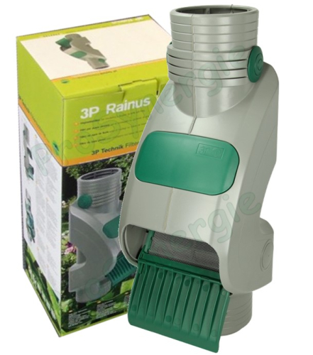 Filtre d´eau de pluie pour chute de gouttière 3P Rainus toiture jusqu'à 70 m² (0,6l/sec maxi.) Ø 80 ou 100mm couleur gris
