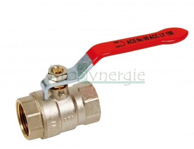 Vanne sphère laiton SB+ PS 30 bars T° -10 / 120°C Poignée rouge - raccord ØF 1/4´´ à 4´´