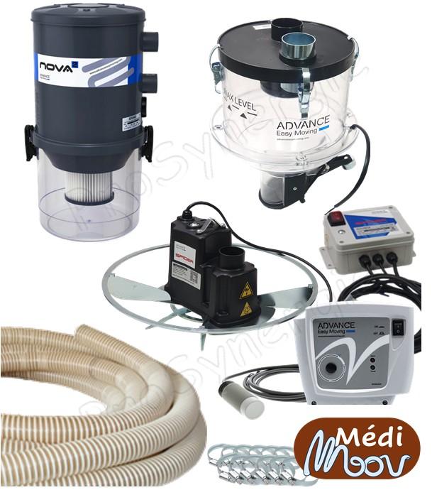 Kit médi moov - Transfert pneumatique granulé, prélèvement haut (buse rotative à débourrage), aspirateur Nova2, doseur, capteur niveau, contrôleur