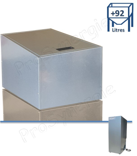 Réhausse pour M-TANK 200 volume 92 litres (~ 65 kg) Hauteur 420 mm pour Silo galva motorisé (Larg. x Prof. = 380 x 580 mm) - stockage granulés