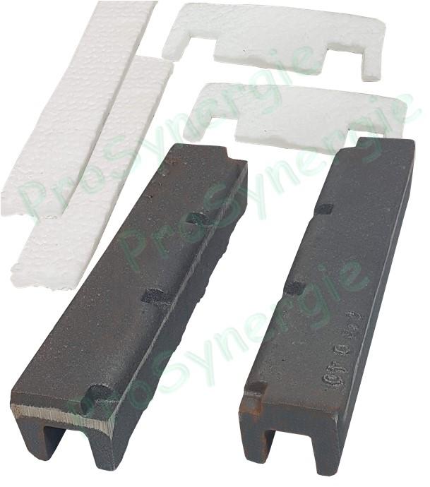 Ensemble de 2 barreaux  U  en fonte porte grilles avec joints céramiques pour TS4/Airex 65/G3 65