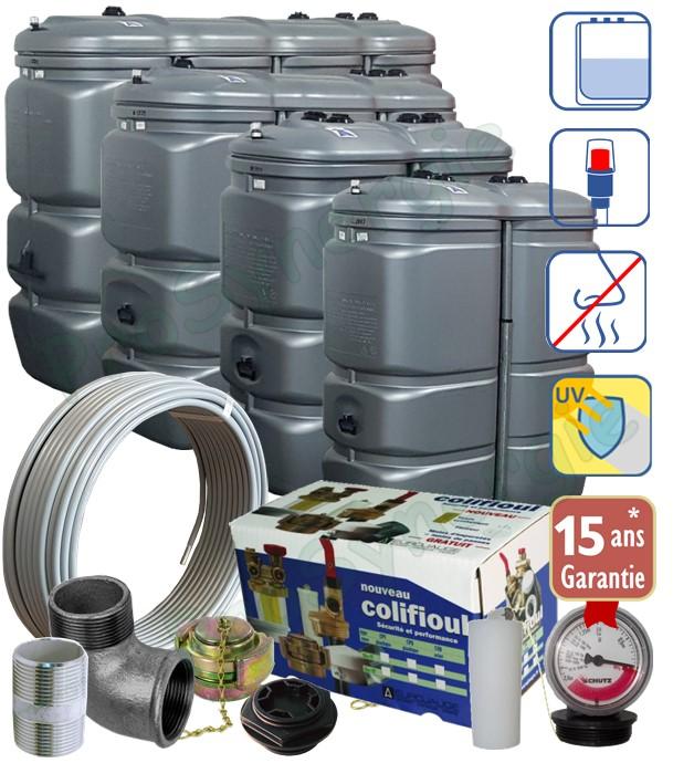 Kit cuve Fioul PEHD double paroi « Intégrale » de 750 à 2000 litres avec équipements (mesure, ventilation, soutirage et remplissage)