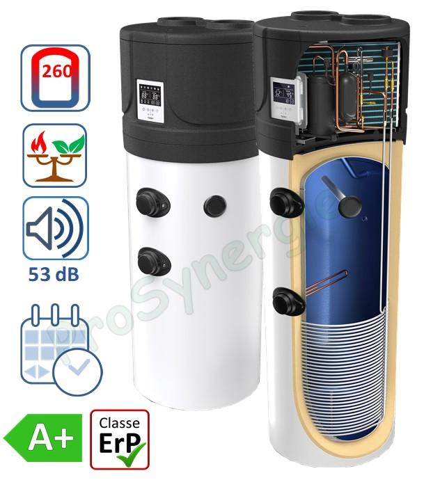 Ballon thermodynamique Aqua Thermica 260 litres ØxH= 630x2055 mm isolation PU rigide 50mm classe A+ avec résistance élec. 1500 W