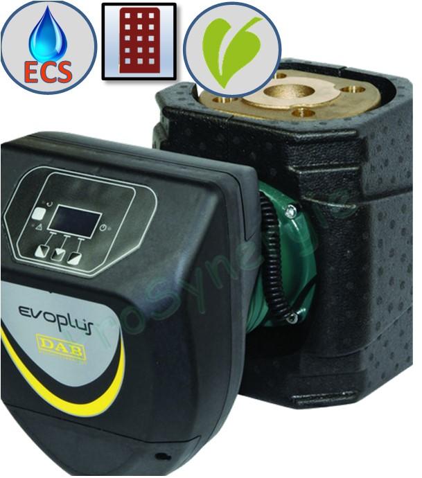 Circulateur à Bride d'eau chaude sanitaire (bouclage) corps bronze Evoplus électronique - DN 40 PN6/16 / Hauteur 250mm - Débit jusqu´à 24m3/h