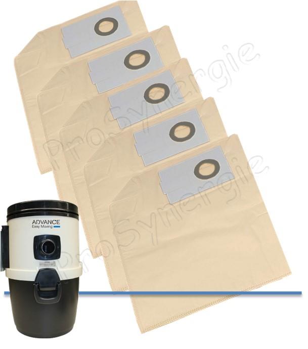 Lot de 5 sacs filtre de rechange 12 litres HxL = 550x330 mm - ´´ Trapdust ´´ murale