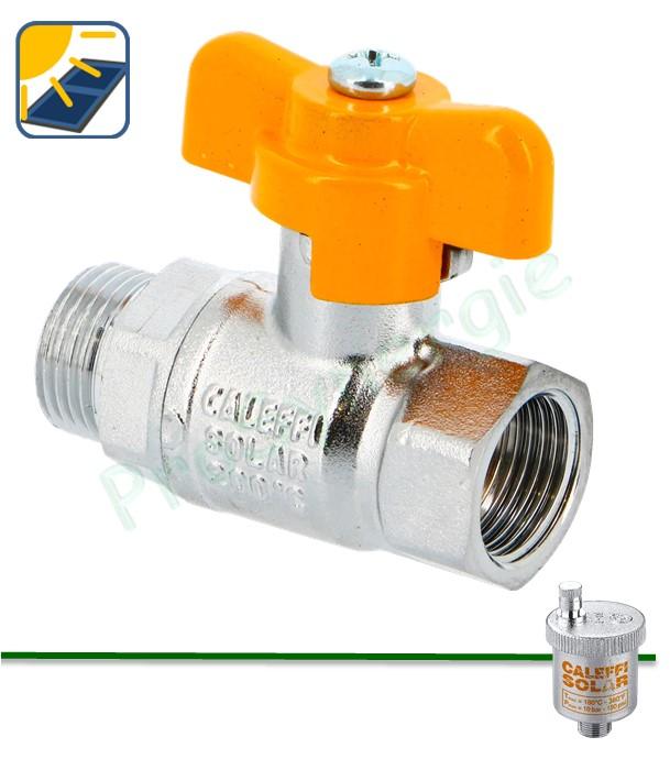 Vanne à sphère laiton haute température pour purgeur automatique solaire Ø 3/8'' MF