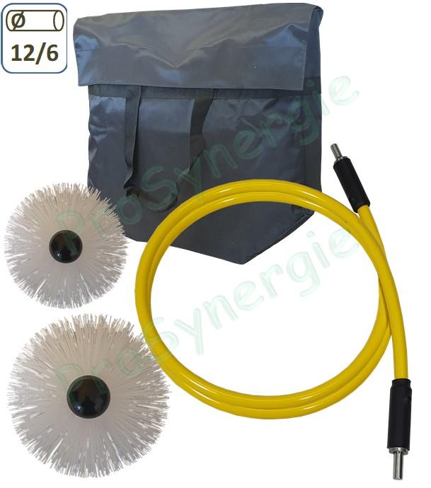 Kit de brossage réseau ventilation comprennant un câble rotatif Ø 12/6 mm + Deux brosses Ø 80 et 125 mm