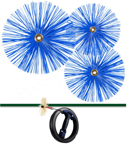 Kit 3 hérissons plats Ø 100, 150 et 200 mm (trou Ø 6 mm) avec fils haute température (<250°C ramonage conduit de poêle et VMC)