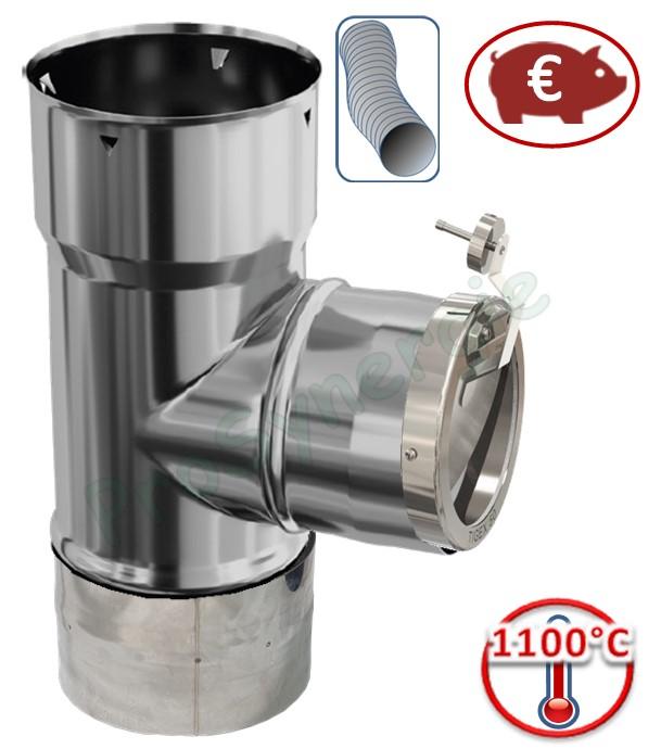 Kit limiteur de tirage Inox raccordement anti bistre sur buse mâle départ d'insert vers flexible