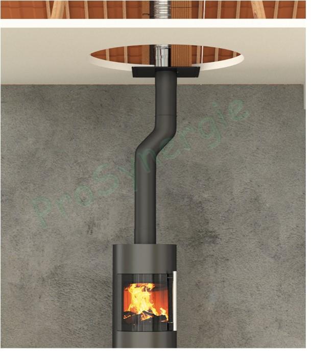 Exemples de montage de raccordement d´un poêle à bois au conduit de fumée
