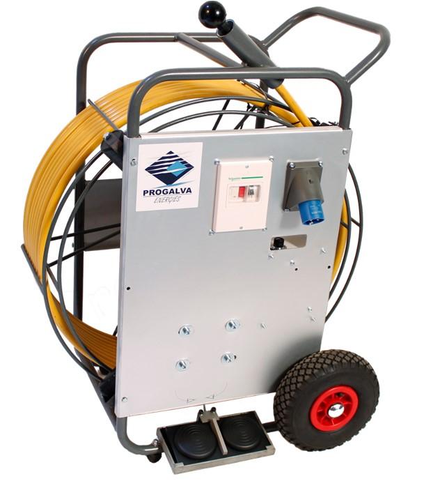 Rotobrosse 22 m électrique 350 W en chariot pour brossage conduit de ventilation