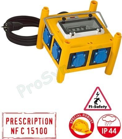 Boîtier de distribution BD pour chantier courant - 6 prises 2P+T 16A + 5m de câble 3G2,5²