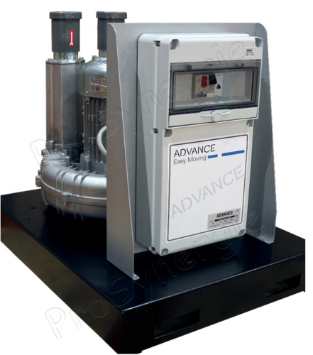 Centrale d´aspiration transfert (moteur à induction, contrôleur, tableau de commande et protections) 400 Vac 2200 W 304 m3/h dimensions ØxH = 580x543 mm, aspiration/refoulement Ø60mm - transfert granulés/pellet/copeaux