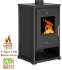 Ensemble poêle à bois Eko 4, 10 kW + Tubage de raccordement émaillé Dessus de poêle vers plafond + système complet de récupération de chaleur (Heress, moteur , moteur 300m3 avec 3 bouches, caisson de filtration et raccords)