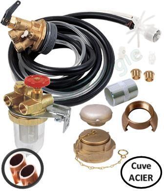 Kit Fioul pour cuve acier (ensemble daspiration by-tube et accessoires)