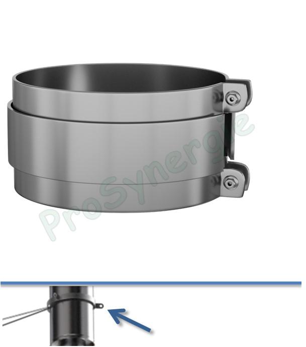 Collier Large Inox 316 pour conduit de fumée isolé Duoten Øext. 130 à 300 mm (hauteur 2,5 m sans haubanage)