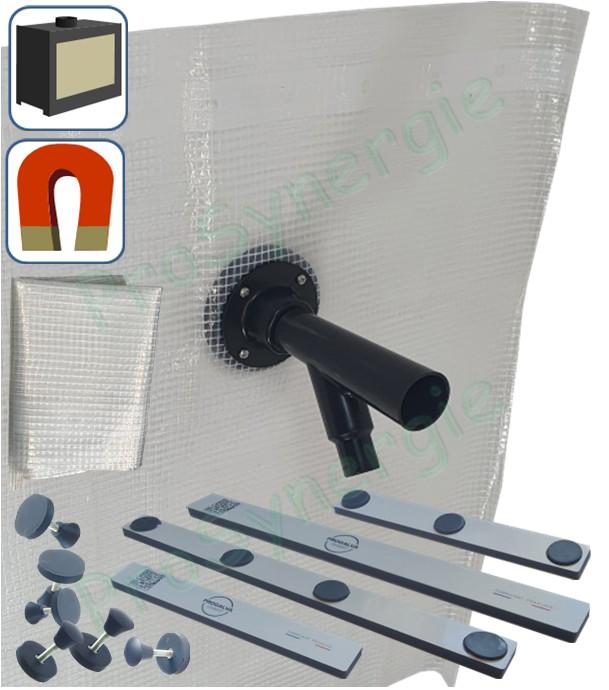 Capte-suie spécial foyer (inserts et poêles) - Kit comprenant 2 bâches et deux jeux d´aimants