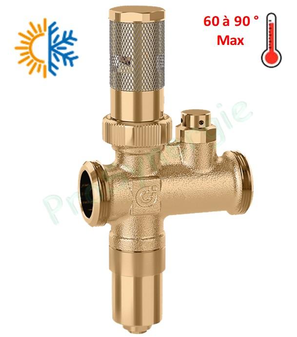 Soupape sécurité antigel iStop® 0 à 90°C avec capteur d'air 4 saisons ØM 1´´ à 1´´1/4