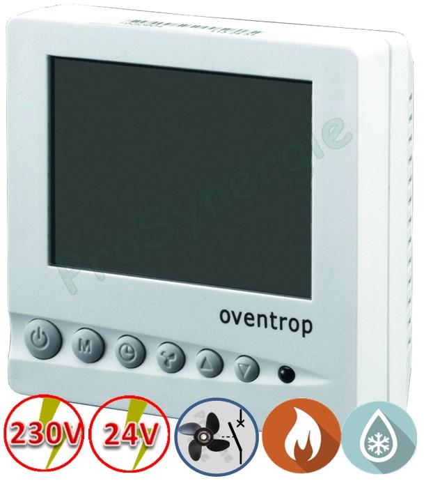 Thermostat d'ambiance digital chaud / froid + commande ventilo-convecteur - pose en applique