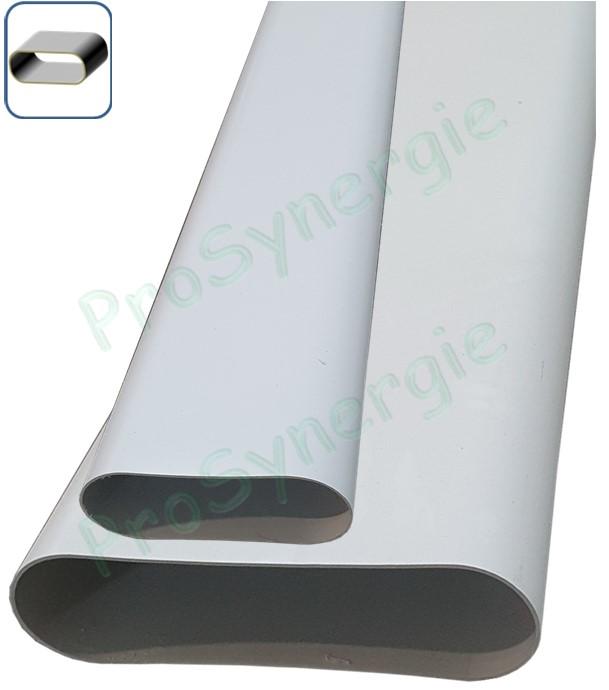 Minigaine barre PVC blanc oblong (ventilation VMC) - Section 40x100 ou 60x200mm (équivalent Ø80 ou 125mm)