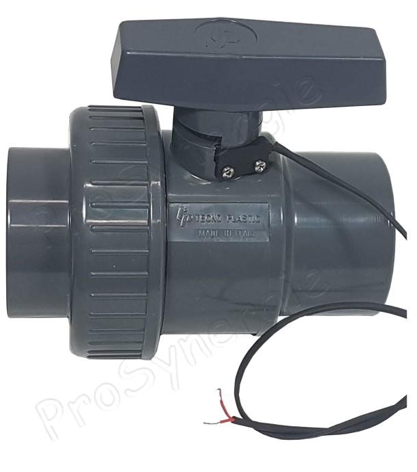 Vanne PVC à boisseau sphérique avec contact de position (câble long. 500 mm) raccordement Ø 50 mm - pour système d´extraction pneumatique de granulés